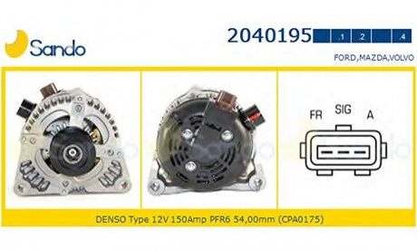 Alternatore Cmax Fiesta Focus Kuga Mazda 3 Volvo C30 S40 V50 1,/6 2,0 Tdci