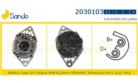 Alternatore Alfa Fiat Lancia  CON Motori 1,9 JTD